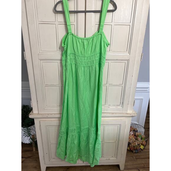 NWT LOFT size XL lime green linen blend maxi dress - Picture 3 of 4